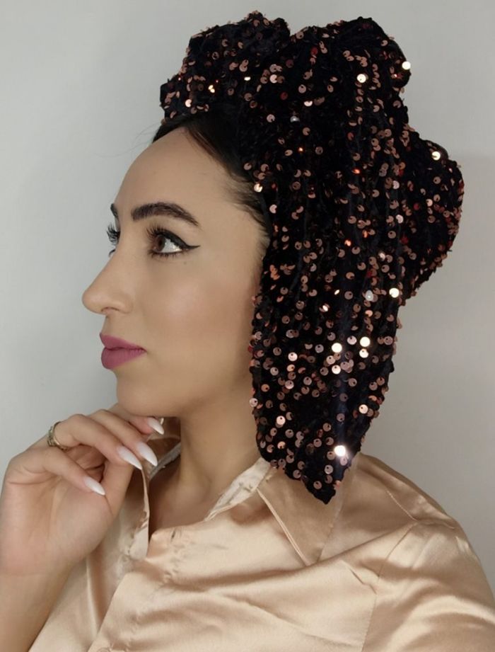 קטיפה פייטים חום ברונזה