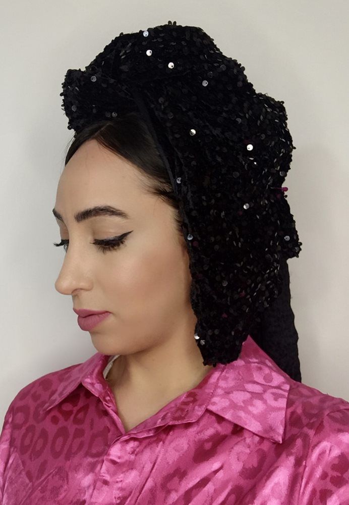 קטיפה פייטים שחור