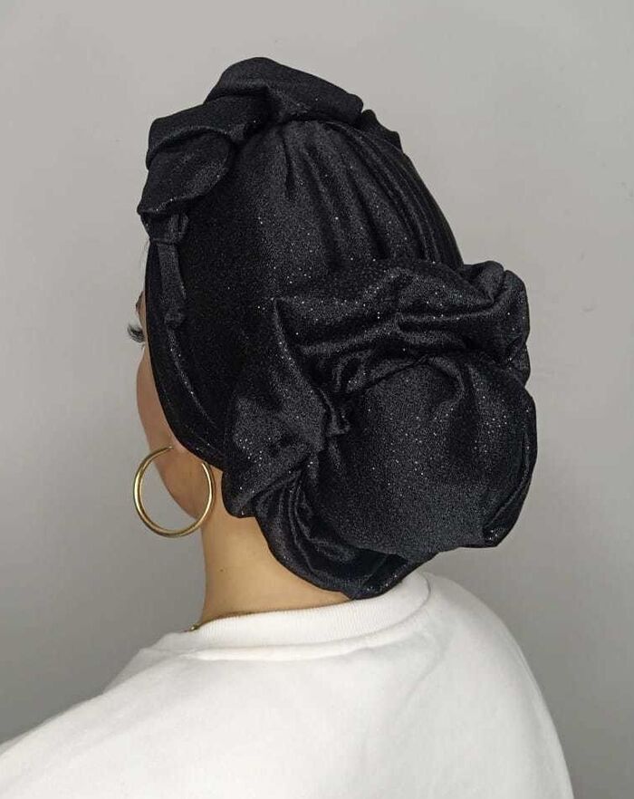 סט טורבן רשת וגומיה שחור