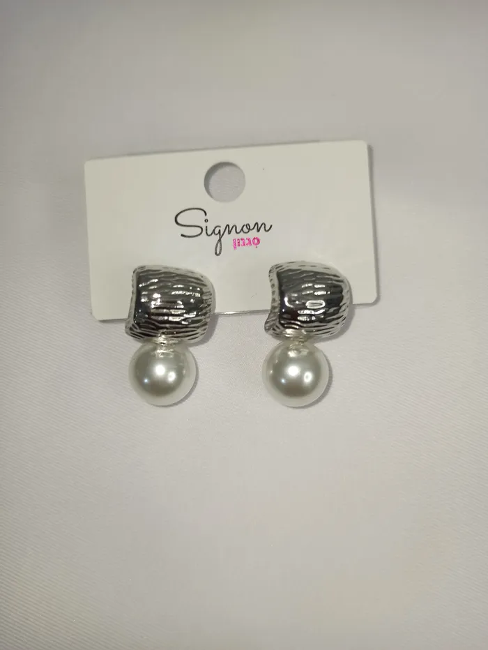 עגיל פנינה כסף דגם G.